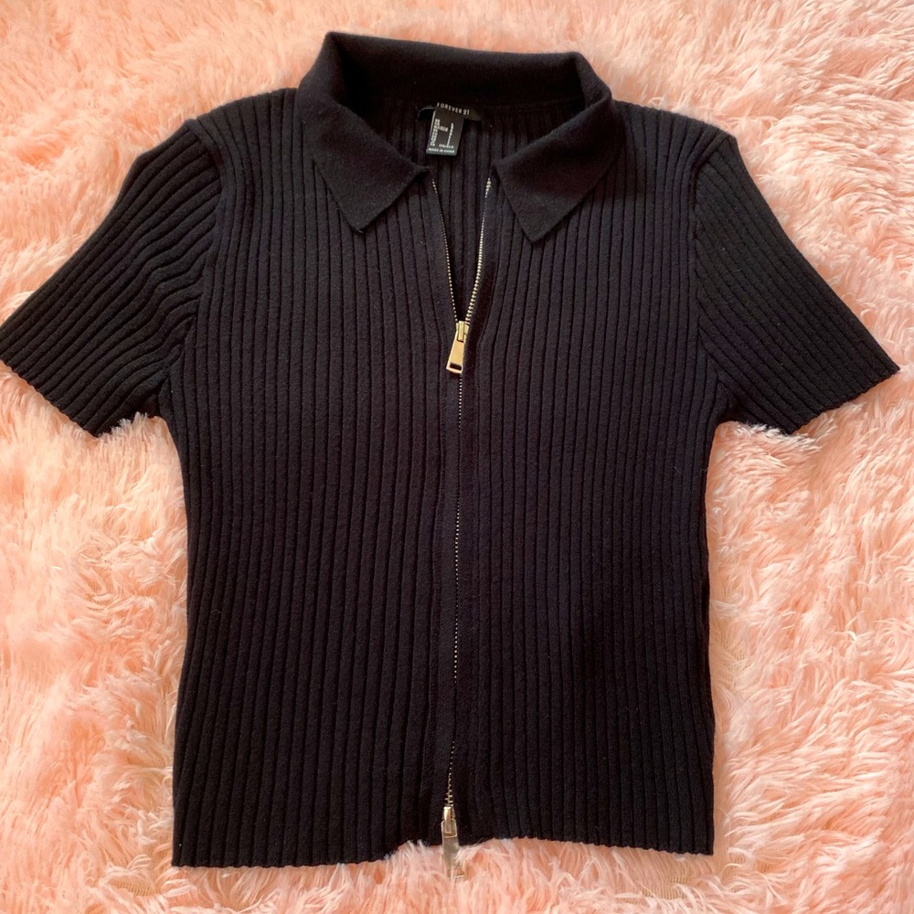 Forever 21 Double Zip Crop Top